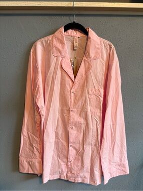 NWT SKIMS Light Pink Button-Up Cotton Pajama Shirt